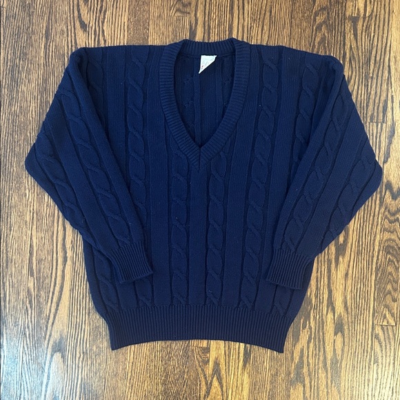 Vintage Other - Vintage 90s Wool Blend Cable Knit V-Neck Sweater